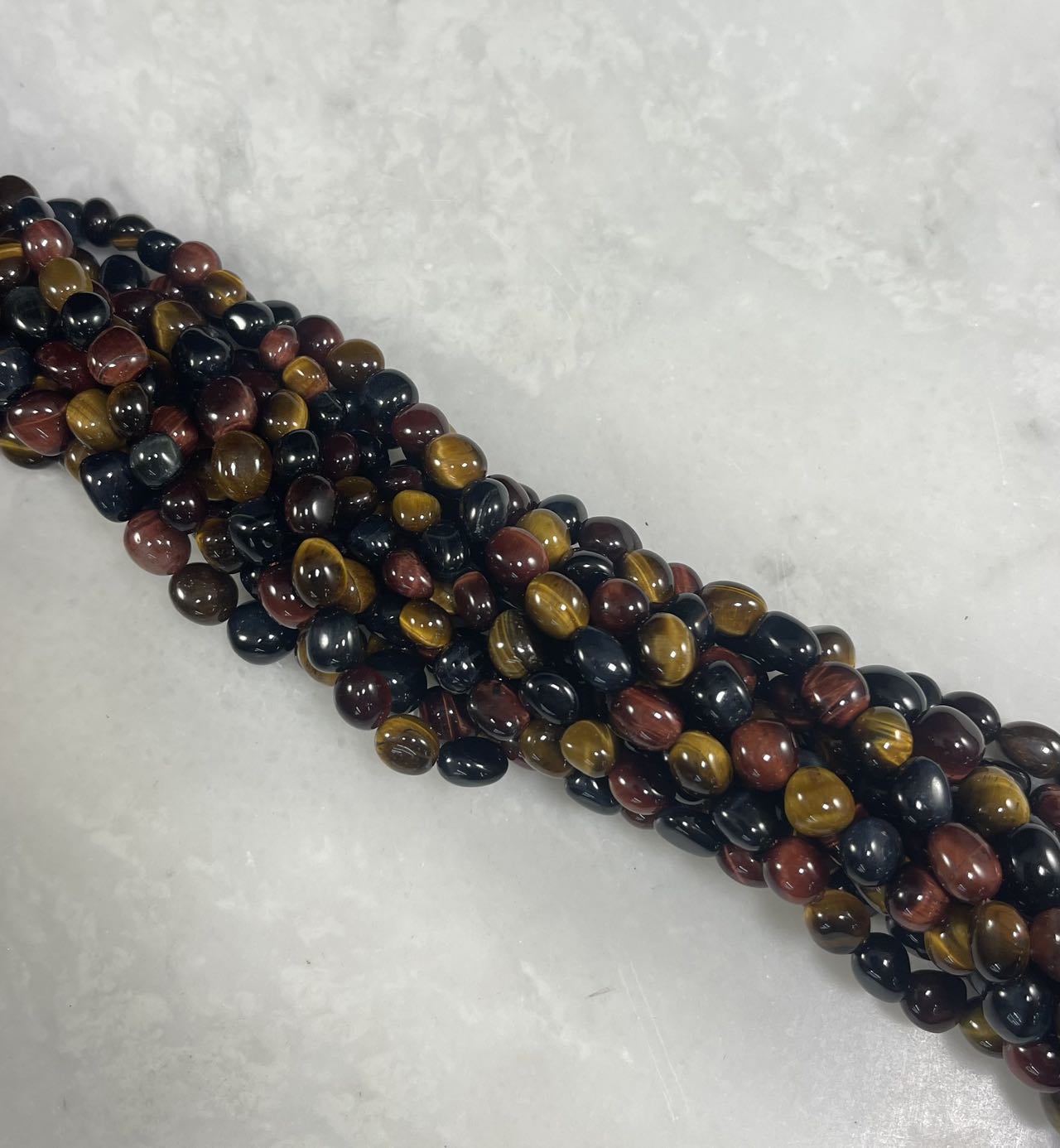3-Color Tiger Eye AA Nugget Strands-1
