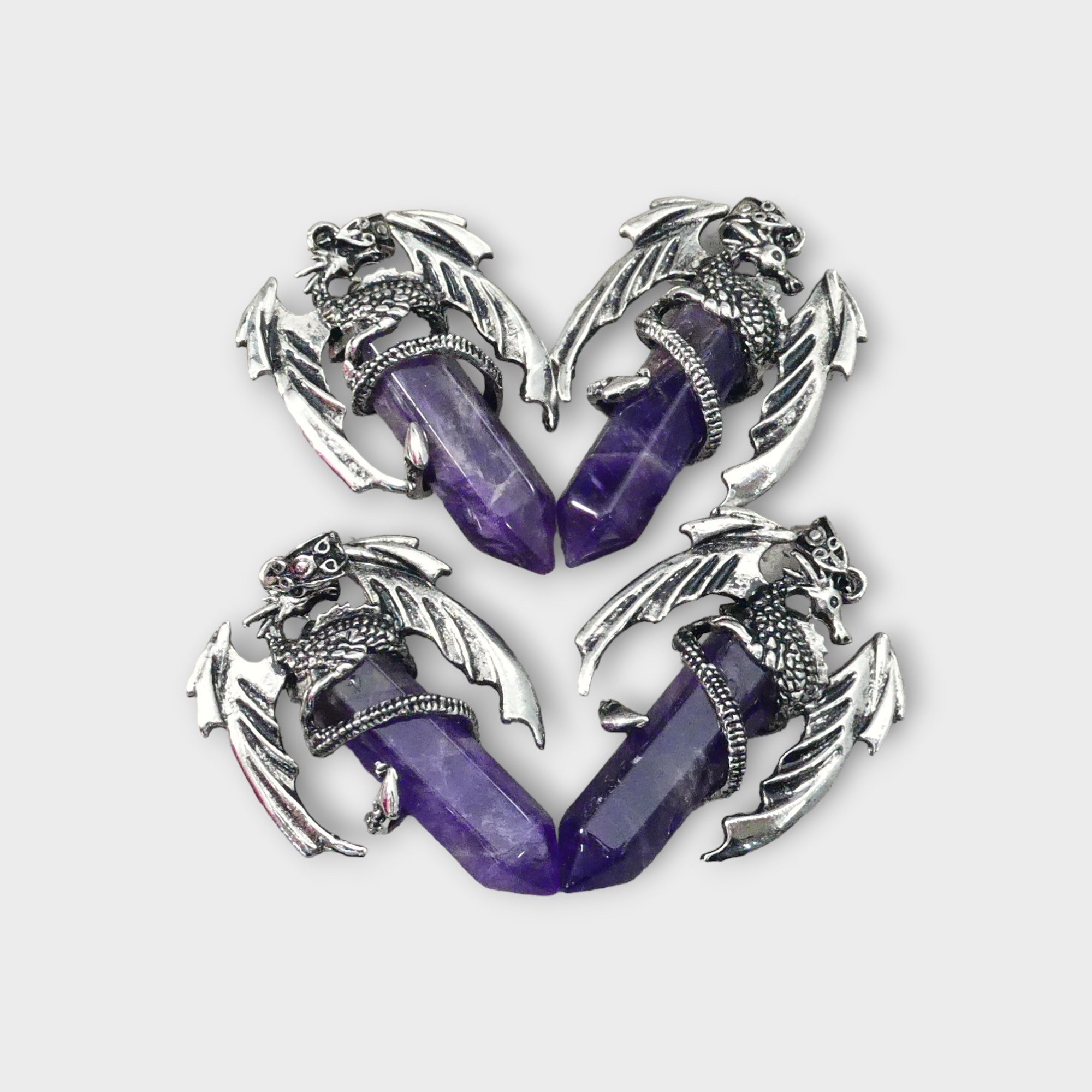 Amethyst Flying  Dragon Point Pendant 34x50mm-0